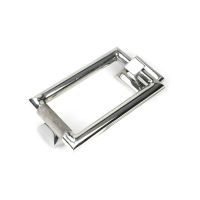 The Polished Steel Modern Knurled Rectangular Door Knocker on a White Background The Polished Steel Modern Knurled Rectangular Door Knocker on a White Background