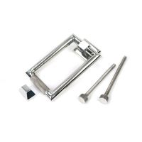 The Polished Steel Modern Knurled Rectangular Door Knocker with all Components The Polished Steel Modern Knurled Rectangular Door Knocker with all Components