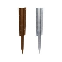 The Pre-Galvanised Heavy Duty Railway Sleeper Straight Spike Next to a Brown Version on a White Background 