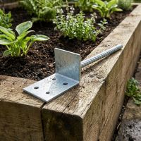 The Pre-Galvanised Railway Sleeper Concrete-In Base Anchor on a Raised Timber Planter - Digital Illustration 
