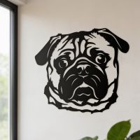 The Pug Steel Wall Art on a Cream Living Room Wall - Digital Illustration
