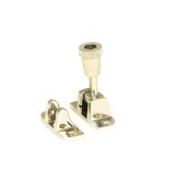 The Radiused Knurled Brighton Sash Window Fastener in Polished Nickel Shown Upright 