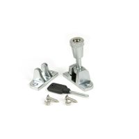 The Radiused Knurled Brighton Sash Window Fastener in Satin Chrome with all Components The Radiused Knurled Brighton Sash Window Fastener in Satin Chrome with all Components