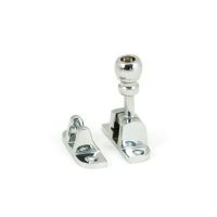 The Radiused Rounded Brighton Sash Window Fastener in Polished Chrome Shown Upright 