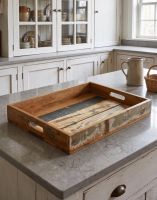 The Reclaimed Wood Kitchen Tray on a Contemporary Kitchen Island - Digital Illustration The Reclaimed Wood Kitchen Tray on a Contemporary Kitchen Island - Digital Illustration