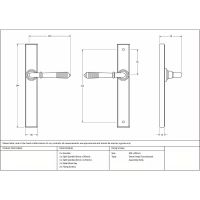 The Reeded Slimline Lever Espagnolette Door Latch in Aged Bronze Technical Drawings and Dimensions The Reeded Slimline Lever Espagnolette Door Latch in Aged Bronze Technical Drawings and Dimensions