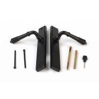 The Reeded Slimline Lever Espagnolette Door Latch in Aged Bronze with all Components Laid Out The Reeded Slimline Lever Espagnolette Door Latch in Aged Bronze with all Components Laid Out
