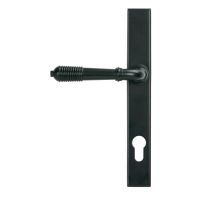The Ribbed Slimline Exterior Door Handle in a Matt Black Finish Showing the Back
