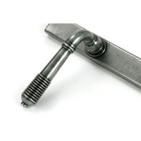 The Ribbed Slimline Exterior Door Handle in a Pewter Patina Finish on a white Background Showing a Close up of the Handle The Ribbed Slimline Exterior Door Handle in a Pewter Patina Finish on a white Background Showing a Close up of the Handle