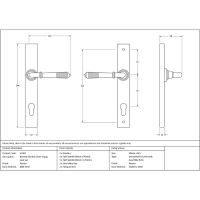 The Ribbed Slimline Exterior Door Handle in a Pewter Patina Finish Technical Drawing and Dimensions The Ribbed Slimline Exterior Door Handle in a Pewter Patina Finish Technical Drawing and Dimensions