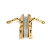 The Ribbed Slimline Exterior Door Handle in a Polished Brass Finish Showing the Front and Back The Ribbed Slimline Exterior Door Handle in a Polished Brass Finish Showing the Front and Back
