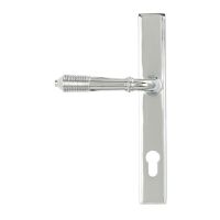The Ribbed Slimline Exterior Door Handle in a Polished Chrome Finish Shown from the Back The Ribbed Slimline Exterior Door Handle in a Polished Chrome Finish Shown from the Back