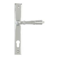 The Ribbed Slimline Exterior Door Handle in a Polished Chrome Finish Shown from the Front The Ribbed Slimline Exterior Door Handle in a Polished Chrome Finish Shown from the Front
