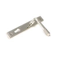 The Ribbed Slimline Exterior Door Handle in a Polished Nickel Finish Shown from an Angle The Ribbed Slimline Exterior Door Handle in a Polished Nickel Finish Shown from an Angle