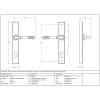 The Ribbed Slimline Exterior Door Handle in a Satin Brass Finish Technical Drawings and Dimensions The Ribbed Slimline Exterior Door Handle in a Satin Brass Finish Technical Drawings and Dimensions