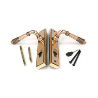 The Ribbed Slimline Exterior Door Handle in a Polished Bronze Finish Showing the Front and Back with Screws The Ribbed Slimline Exterior Door Handle in a Polished Bronze Finish Showing the Front and Back with Screws