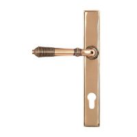 The Ribbed Slimline Exterior Door Handle in a Polished Bronze Finish Shown from the Back The Ribbed Slimline Exterior Door Handle in a Polished Bronze Finish Shown from the Back