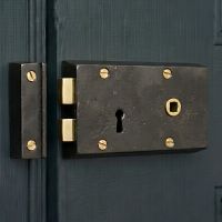 The Right Handed "Faustus" Large Iron Rim Lock on a Period Property Door - Digital Illustration 