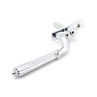 The Right Handed Polished Chrome Reeded Georgian Espagnolette Window Handle on a White Background Shown on its Side 