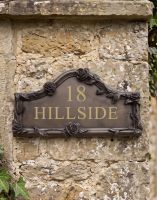 The Rose House Name Sign on a Garden Driveway Wall - Digital Illustration 