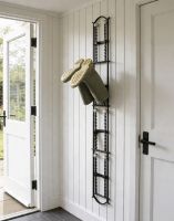 The Rotherfield Black 4 Pair Wall Mounted Boot Rack Mounted on an Interior Wooden Hallway wall - Digital Illustration The Rotherfield Black 4 Pair Wall Mounted Boot Rack Mounted on an Interior Wooden Hallway wall - Digital Illustration