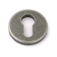 The Round Concealed Euro Profile Escutcheon - Pewter on a White Background The Round Concealed Euro Profile Escutcheon - Pewter on a White Background