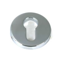 The Round Concealed Euro Profile Escutcheon - Polished Chrome on a White Background The Round Concealed Euro Profile Escutcheon - Polished Chrome on a White Background