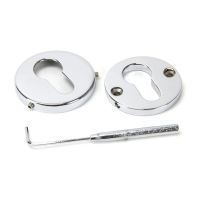 Round Concealed Euro Profile Escutcheon - Polished Chrome on a White Background Showing the Front and the Back Round Concealed Euro Profile Escutcheon - Polished Chrome on a White Background Showing the Front and the Back