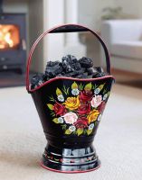 The “Royal Avon Canal” Black Narrowboat Hand Painted Coal Scuttle in a Contemporary Living Room with a Log Burner - Digital Illustration The “Royal Avon Canal” Black Narrowboat Hand Painted Coal Scuttle in a Contemporary Living Room with a Log Burner - Digital Illustration