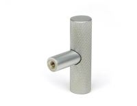 The Satin Chrome "Astor" Knurled Industrial T-Bar Cabinet Fitting Displayed on a White Background Shown from Behind