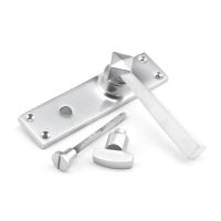 The Satin Chrome Geometric Tapered Privacy Suite Bathroom Lever Handles Shown on its Side The Satin Chrome Geometric Tapered Privacy Suite Bathroom Lever Handles Shown on its Side