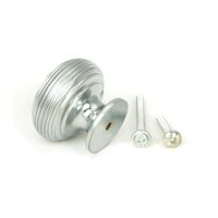 The Satin Chrome 40mm Traditional Beehive Cabinet Knob with Bolt Fittings on a White Background The Satin Chrome 40mm Traditional Beehive Cabinet Knob with Bolt Fittings on a White Background