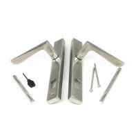 The Satin Stainless Steel Espag Lever Door Handle (92mm Centres) Showing All the Fittings