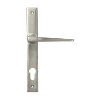 The Satin Stainless Steel Espag Lever Door Handle (92mm Centres) Shown from the Front