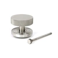 The Satin Stainless Steel Knurled Centre Door Knob on a Beehive Rose with Bolt Fitting on a White Background 