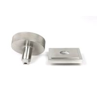The Satin Stainless Steel Knurled Centre Door Knob on a Square Rose on a White Background Displayed in Separate Sections The Satin Stainless Steel Knurled Centre Door Knob on a Square Rose on a White Background Displayed in Separate Sections