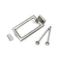 The Satin Stainless Steel Modern Knurled Rectangular Door Knocker with all Components The Satin Stainless Steel Modern Knurled Rectangular Door Knocker with all Components