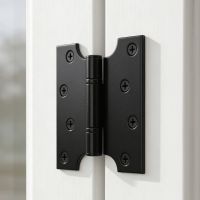 The Short Midnight Black Parliament Hinge Pair Mounted on the Inside of a White Window Frame - Digital Illustration The Short Midnight Black Parliament Hinge Pair Mounted on the Inside of a White Window Frame - Digital Illustration
