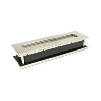 The Sleeve & Brush Traditional Letterbox Set in Polished Stainless Steel Shown on its Side on a White Background