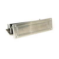 The Sleeve & Brush Traditional Letterbox Set in Satin Stainless Steel Shown in Seperate Sections on a White Background