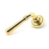 The Slender Classic Reeded Lever on Art Deco Rose Set - Aged Brass on a White Background 