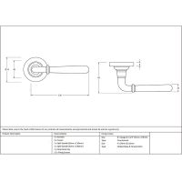 The Slender Classic Reeded Lever on Square Rose Set - Aged Brass Technical Drawings and Dimensions 