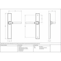 The Slimline Lever Espagnolette Door Latch in Aged Bronze Technical Drawings and Dimensions The Slimline Lever Espagnolette Door Latch in Aged Bronze Technical Drawings and Dimensions