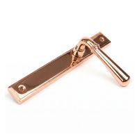 The Slimline Smooth Lever Espagnolette Door Latch in Polished Bronze Shown on its Side The Slimline Smooth Lever Espagnolette Door Latch in Polished Bronze Shown on its Side