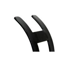 The Small Curved Fireside Log Holder in Matt Black Showing a Close up of the Curved Edge