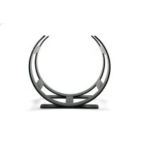 The Small Curved Fireside Log Holder in Matt Black Shown from the Side on a White Background