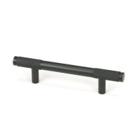 The Small Half Knurled Cabinet Pull Handle in Matt Black Shown Upright on a White Background
