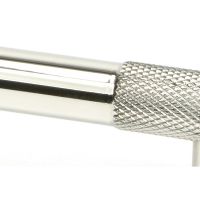 The Small Half Knurled Cabinet Pull Handle in Polished Stainless Steel Looking Close up of the Smooth Grip on the Central Bar The Small Half Knurled Cabinet Pull Handle in Polished Stainless Steel Looking Close up of the Smooth Grip on the Central Bar
