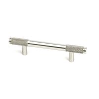 The Small Half Knurled Cabinet Pull Handle in Satin Stainless Steel Shown Upright on a White Background The Small Half Knurled Cabinet Pull Handle in Satin Stainless Steel Shown Upright on a White Background