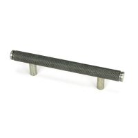 The Small Knurled Cabinet Pull Handle in Pewter Shown Upright on a White Background